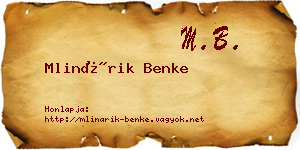 Mlinárik Benke névjegykártya